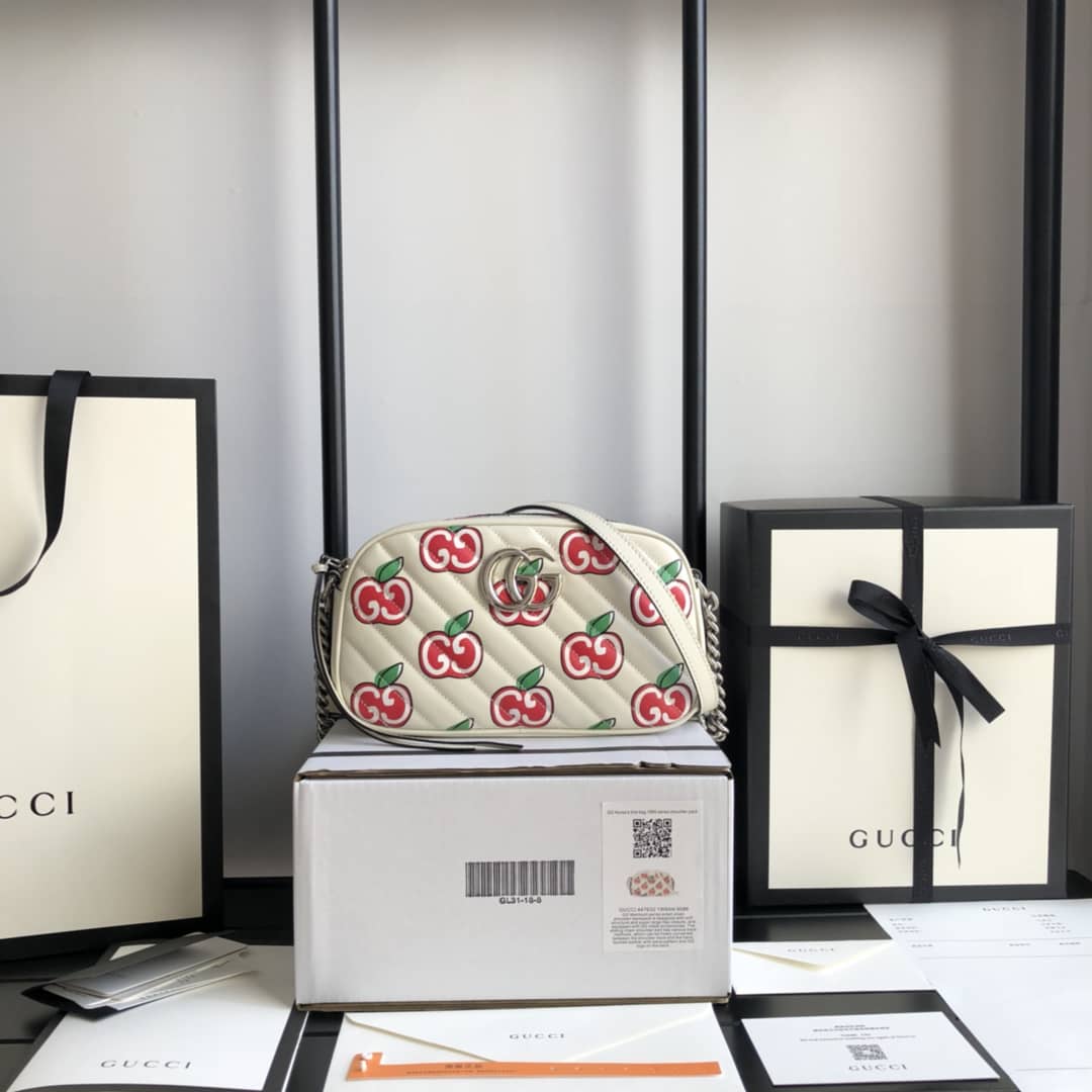 Gvc*1 GG Marmont Small Shoulder Handbag Camera Bag Replica White 447632