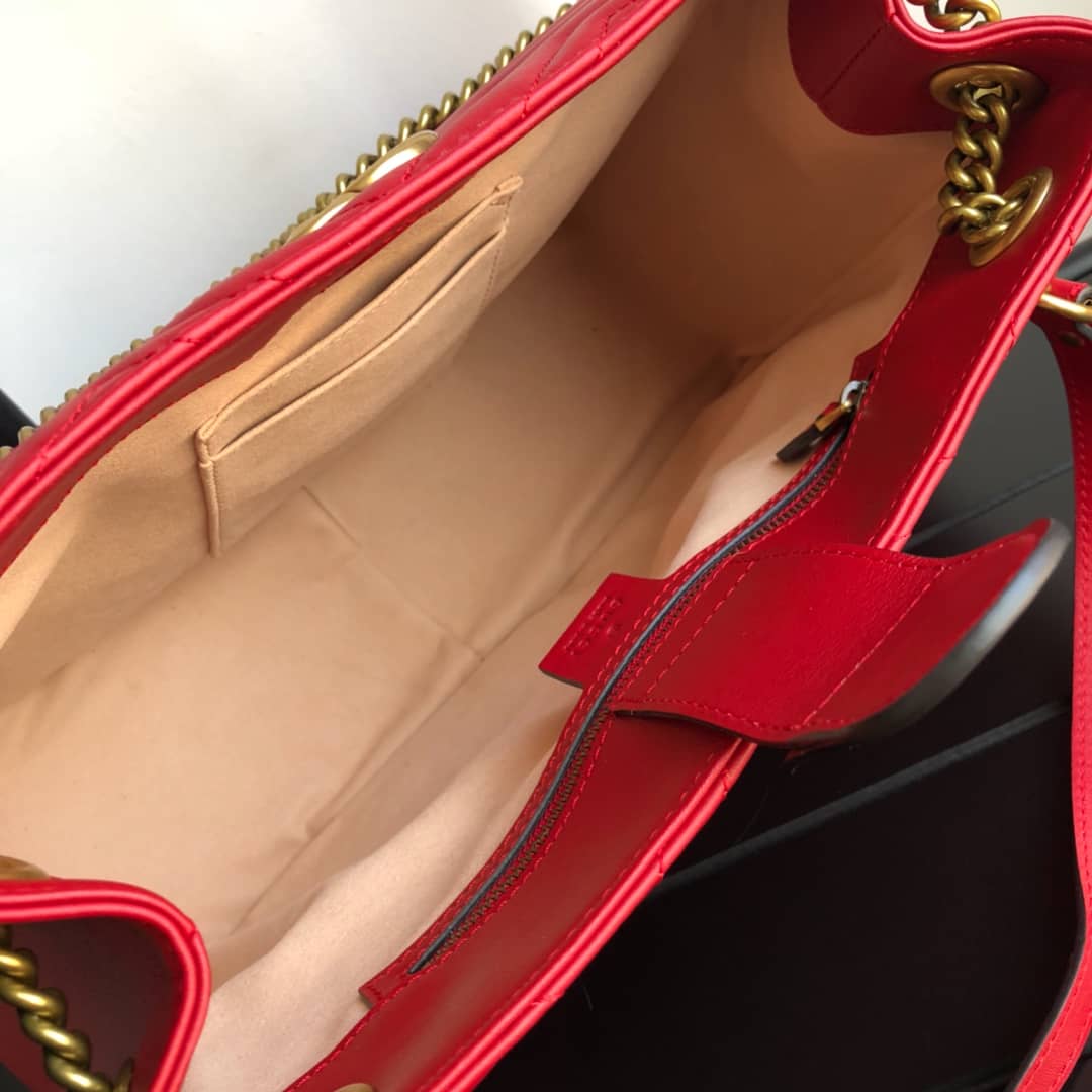 Gvc*1 GG Marmont Chain Shoulder Bag Replica Red 453569