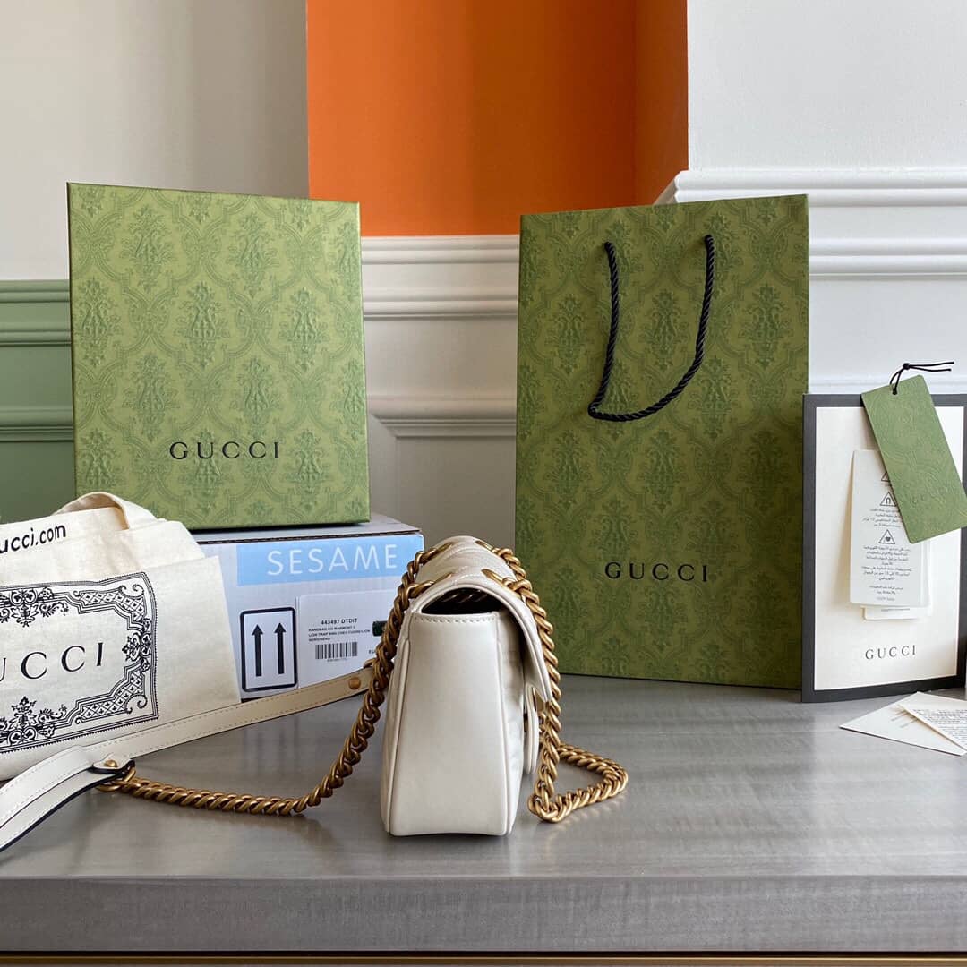 Gvc*1 GG Marmont Mini Matelasse Shoulder Bag Replica White 446744