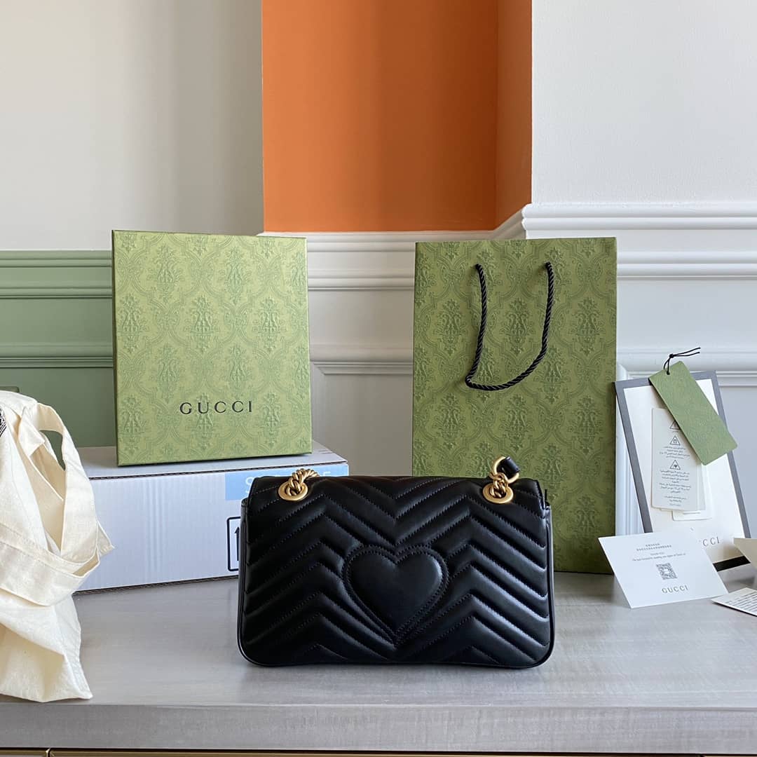Gvc*1 GG Marmont Matelasse Shoulder Bag Replica Black 443497