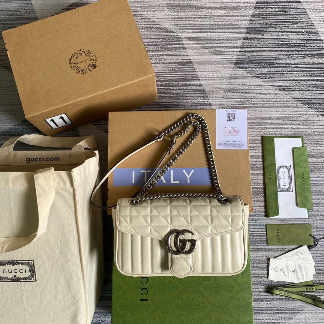 Gvc*1 GG Marmont Matelasse Shoulder Bag Replica White 443497