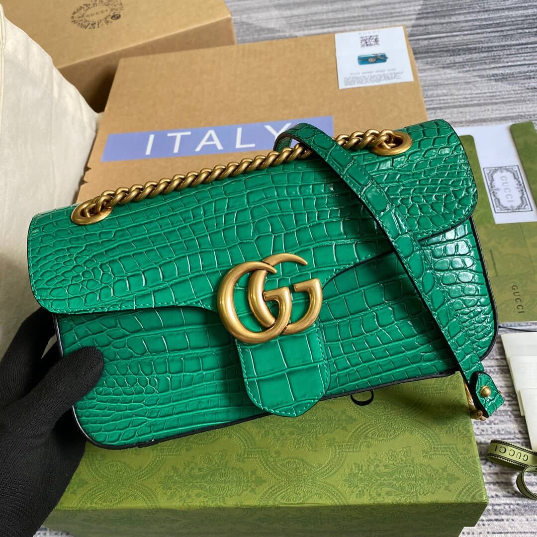 Gvc*1 GG Marmont Matelasse Shoulder Bag Replica Green 443497
