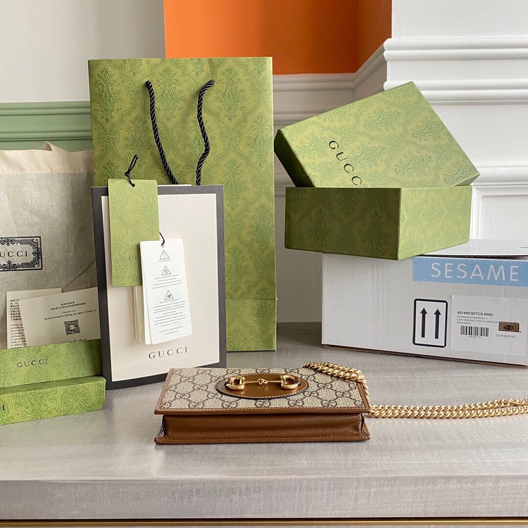 Gvc*1 GG Svp*me Horsebit 1955 Chain Wallet Replica 621892