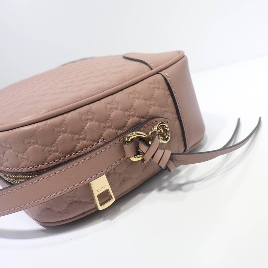 Gvc*1 Bree Gvc*1ssima GG Leather Canvas Camera Bag Replica Apricot 449413