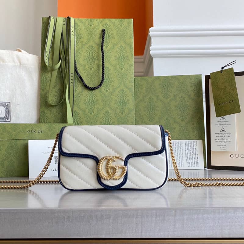 Gvc*1 GG Marmont Mini Matelasse Leather Shoulder Bag Replica White 574969