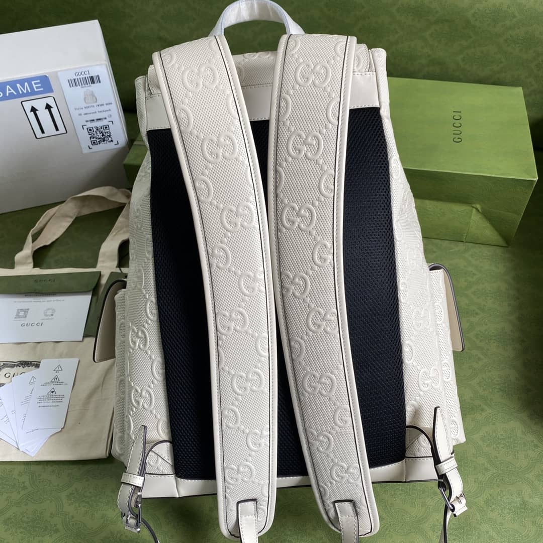 Gvc*1 GG Embossed Backpack Replica White 625770