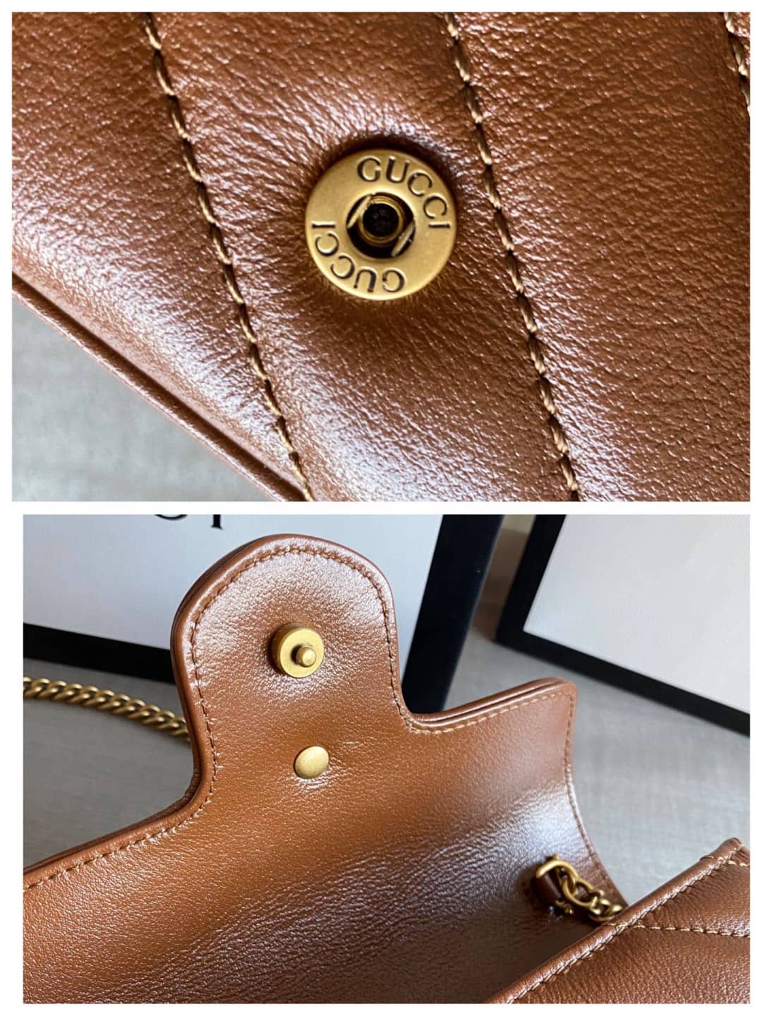 Gvc*1 GG Marmont Matelasse Leather Mini Shoulder Bag Replica Brown 476433