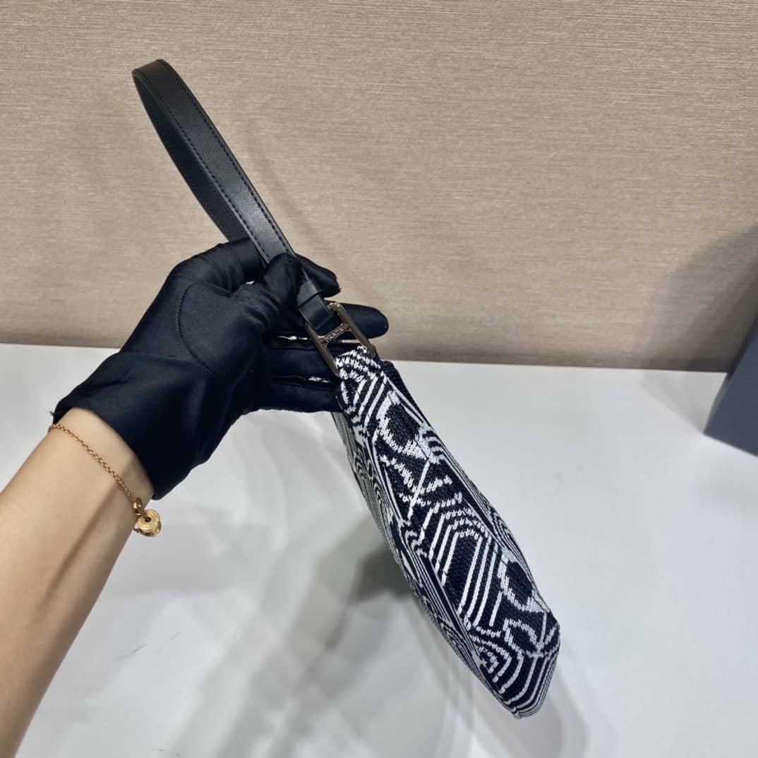 Pra*a Cleo Bag Dupe Jacquard Knit And Leather Replica Bag