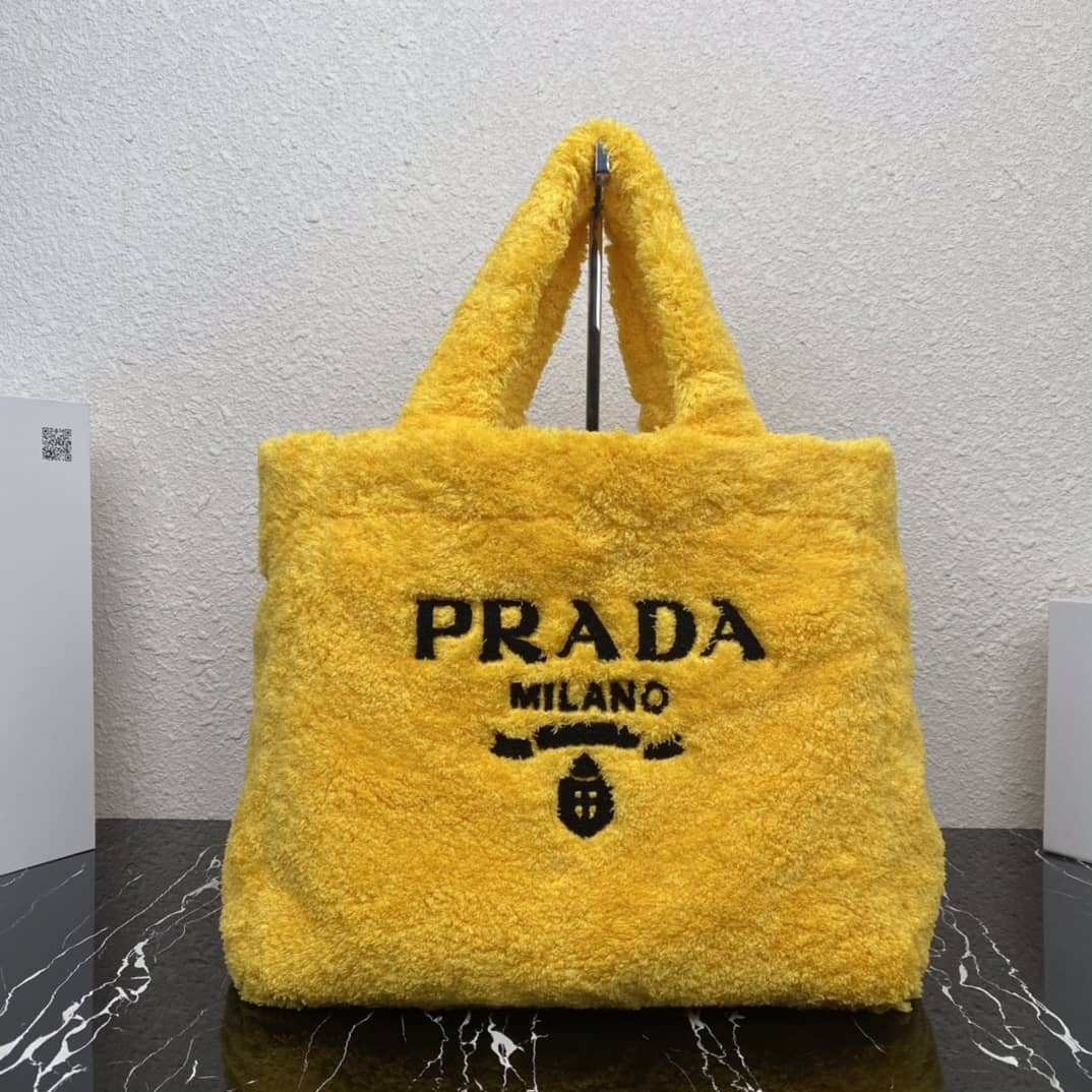 Replica Pra*as Shearling Tote Shoulder Bag(ColaReps)