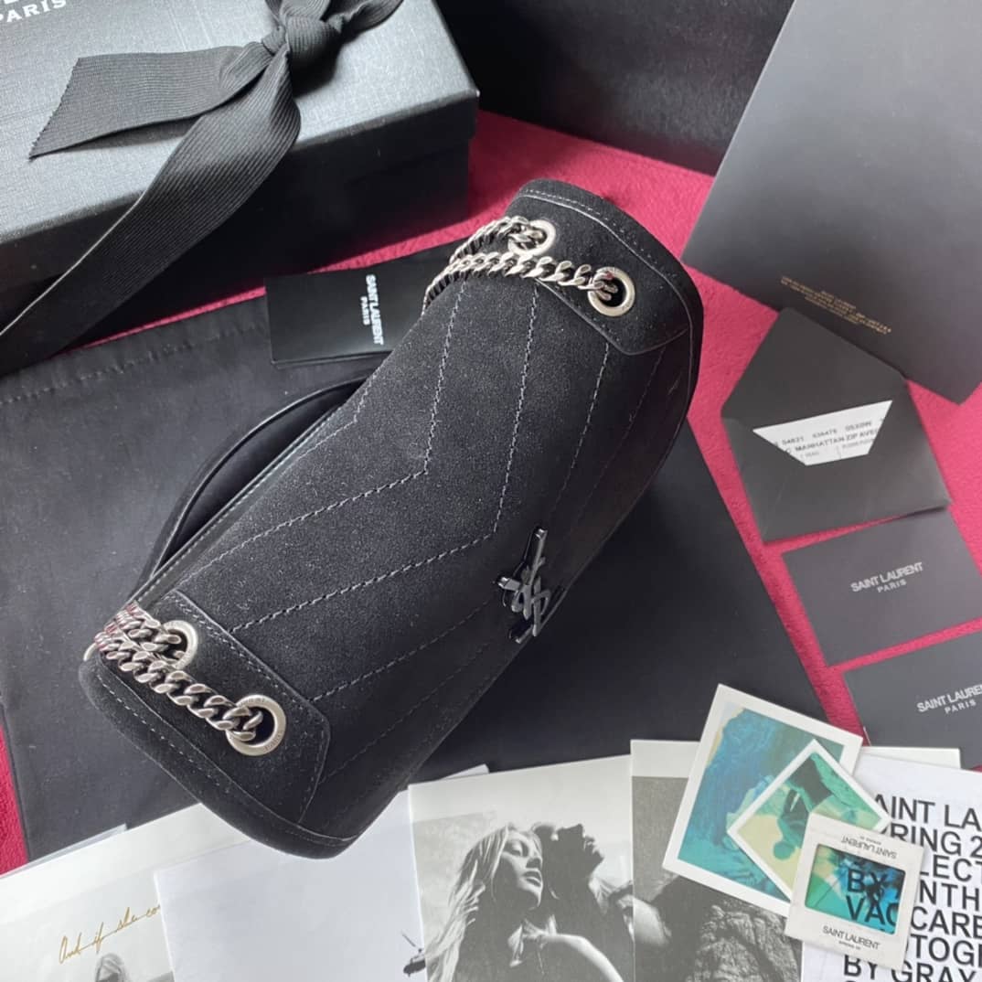 Y51 Dupes Bags Niki Small In Frosted Leather Black Bag