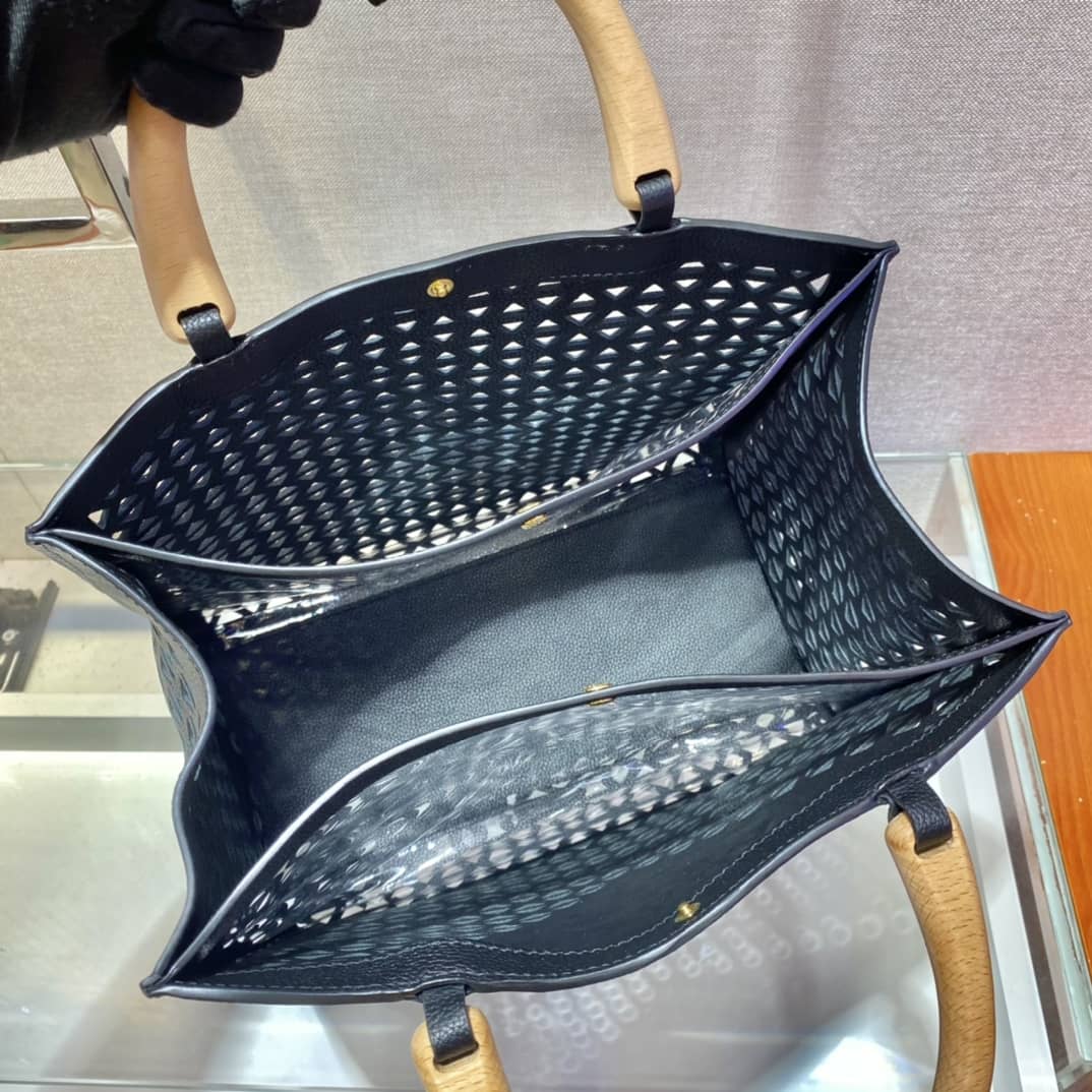 Pra*a Hollow Out Cowhide Leather Beech Tote