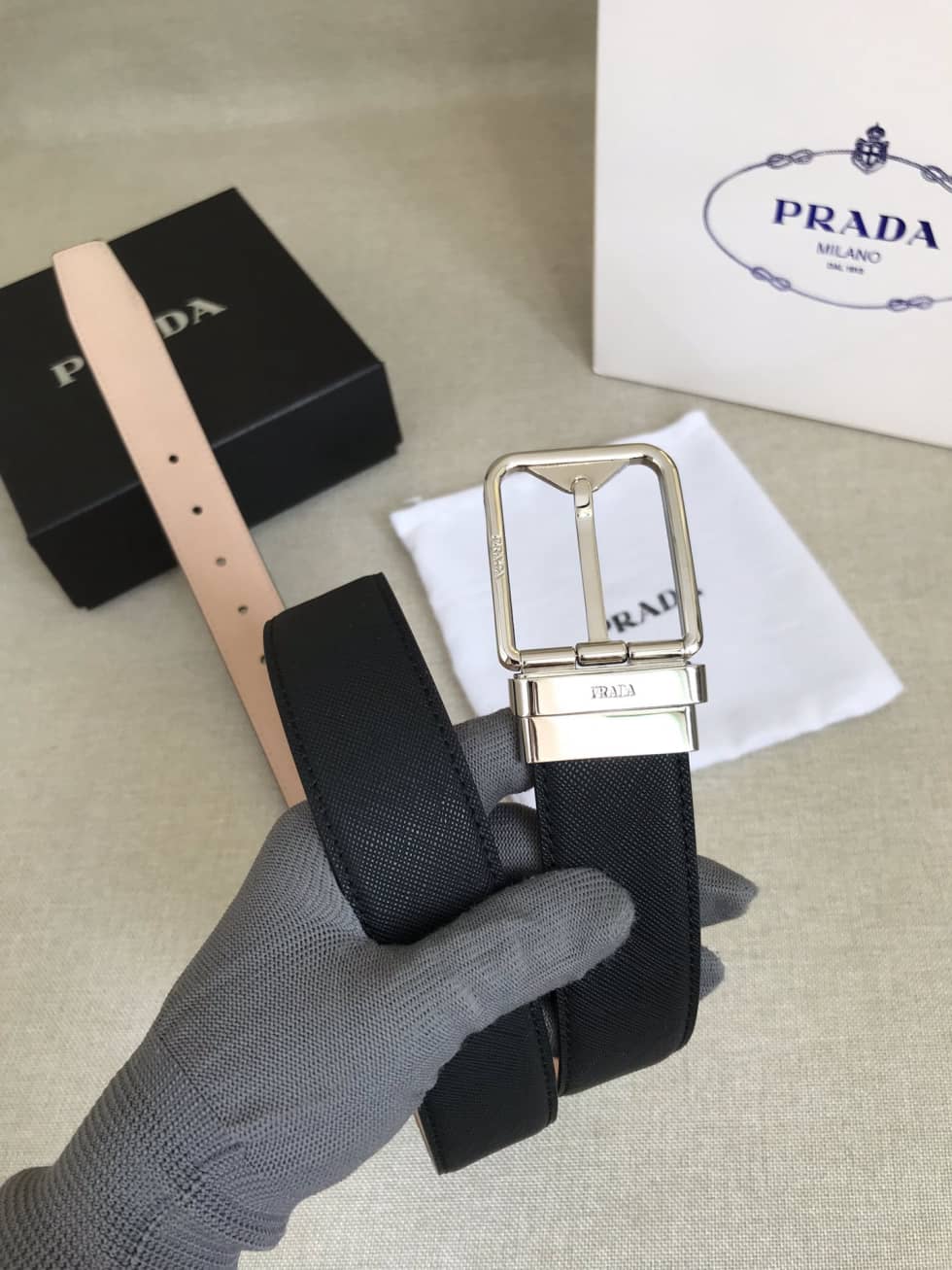 Fake Pra*a Logo Belt 35mm