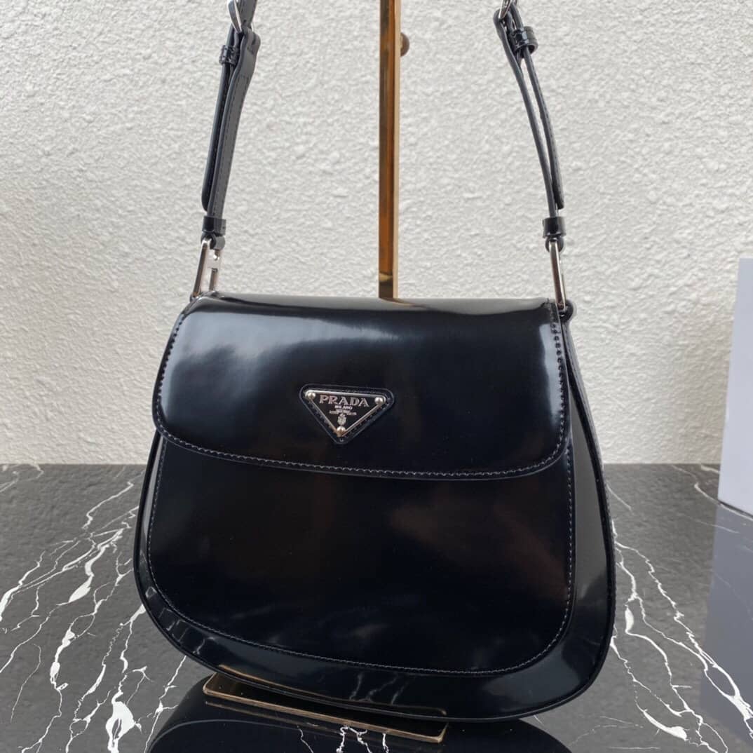 Replica Pra*as Cleo Brushed Leather Flap Shoulder Bag