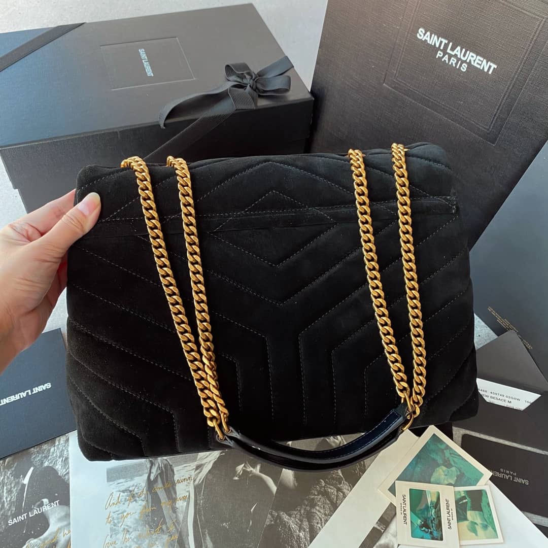 Sa1nt Lau*nt Bag Dupe Loulou Monogram Quilted Velvet Shoulder Bag