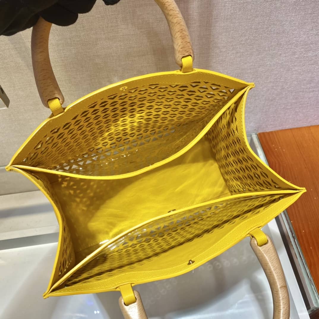 Pra*a Hollow Out Cowhide Leather Beech Tote