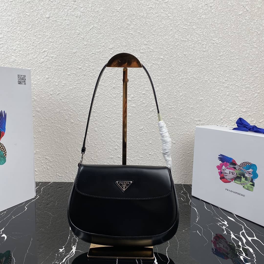 Pra*a Cleo Bag Dupe Brushed Leather Flap Replica Shoulder Bag