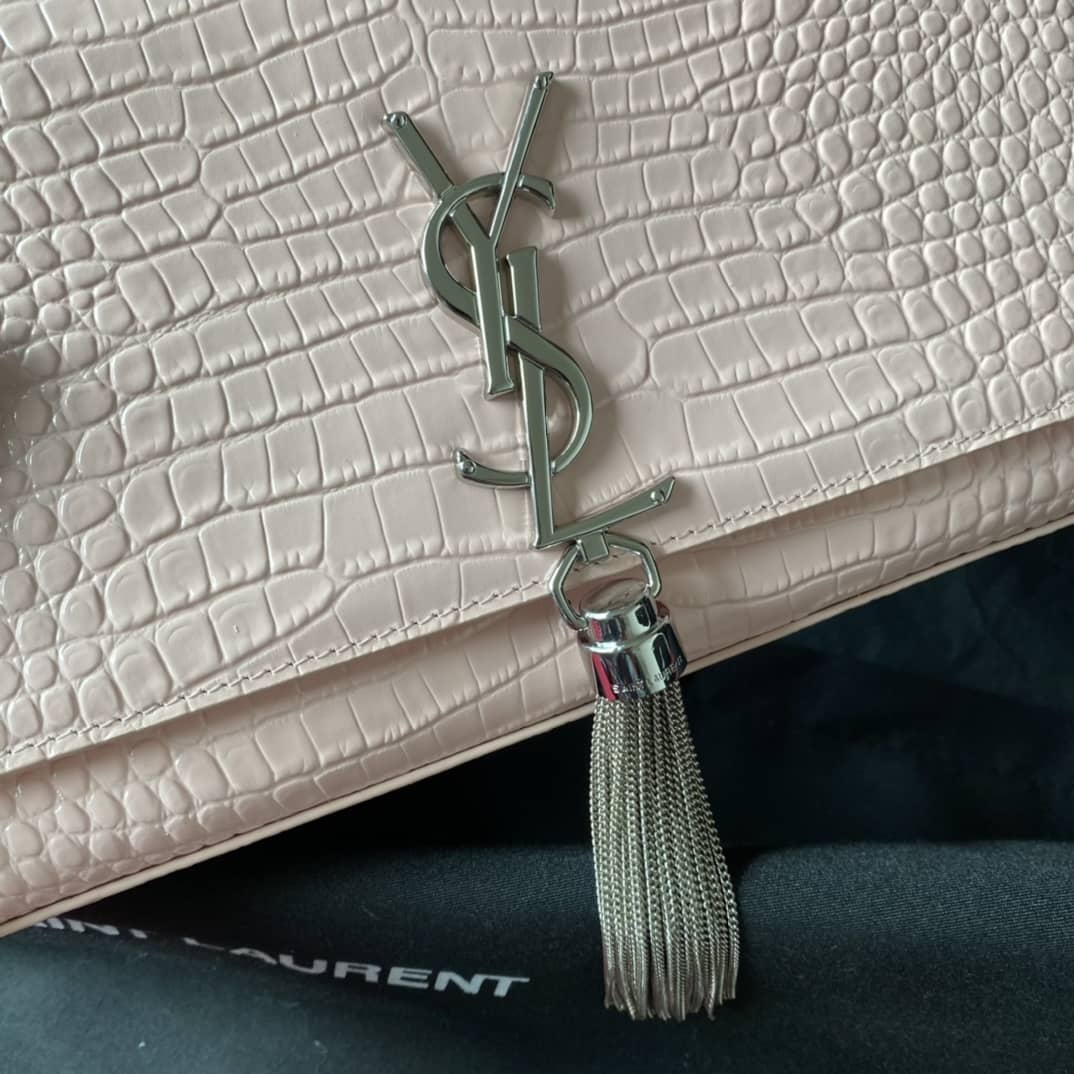 Y51 Monogram Kate Tassel Embossed Crocodile Shiny Leather Cohotbag