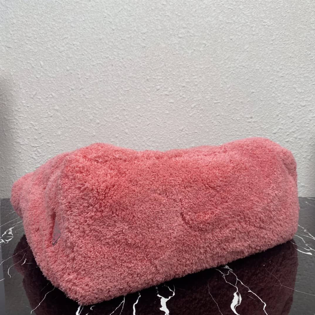 Pra*a Raffia Tote Dupe Shearling Tote Shoulder Bag