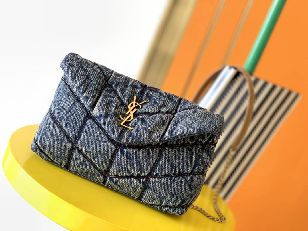 Sa1nt Lau*nt Loulou Denim Shoulder Bag