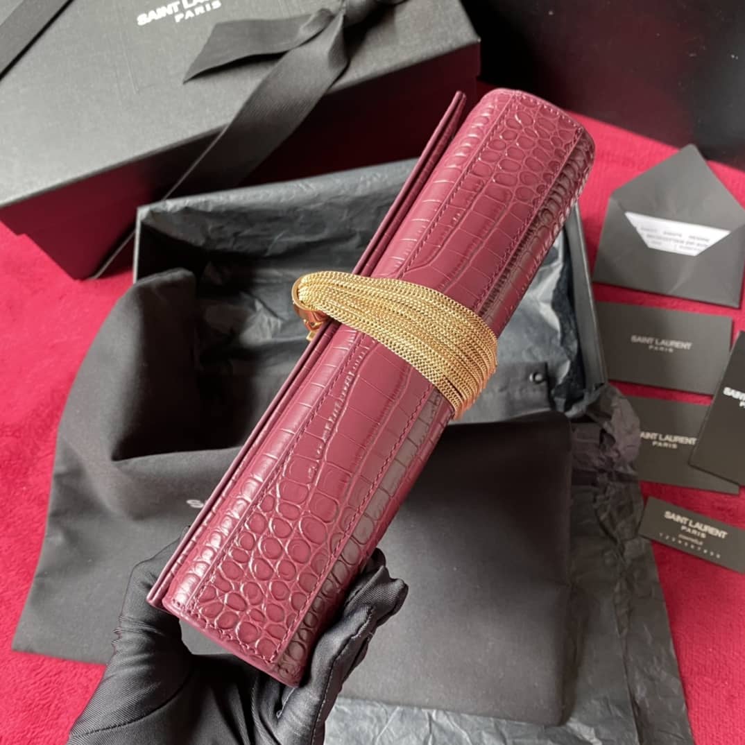 Y51 Monogram Kate Tassel Embossed Crocodile Shiny Leather Cohotbag