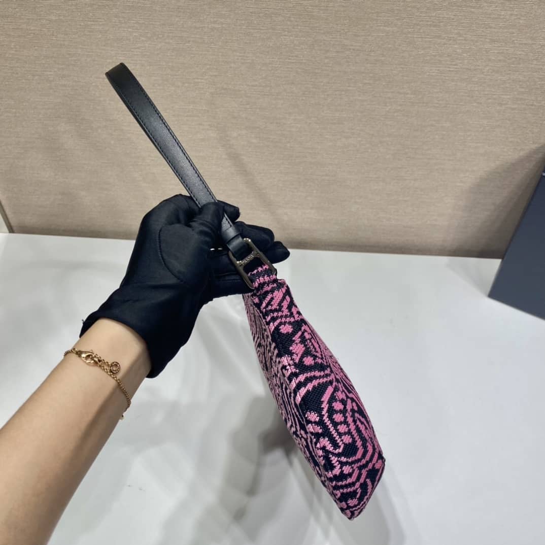 Pra*a Cleo Bag Dupe Jacquard Knit And Leather Replica Bag