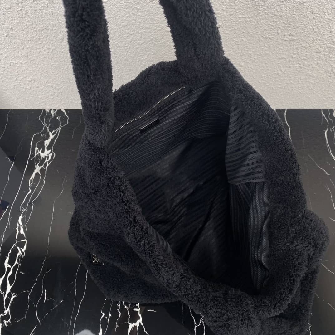 Pra*a Shearling Tote Shoulder Bag