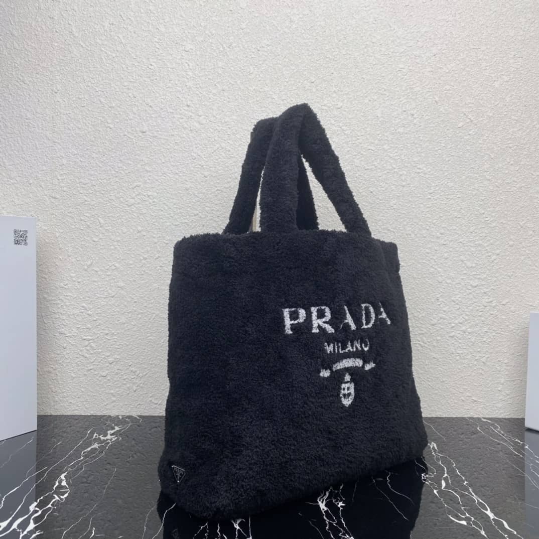 Pra*a Shearling Tote Shoulder Bag