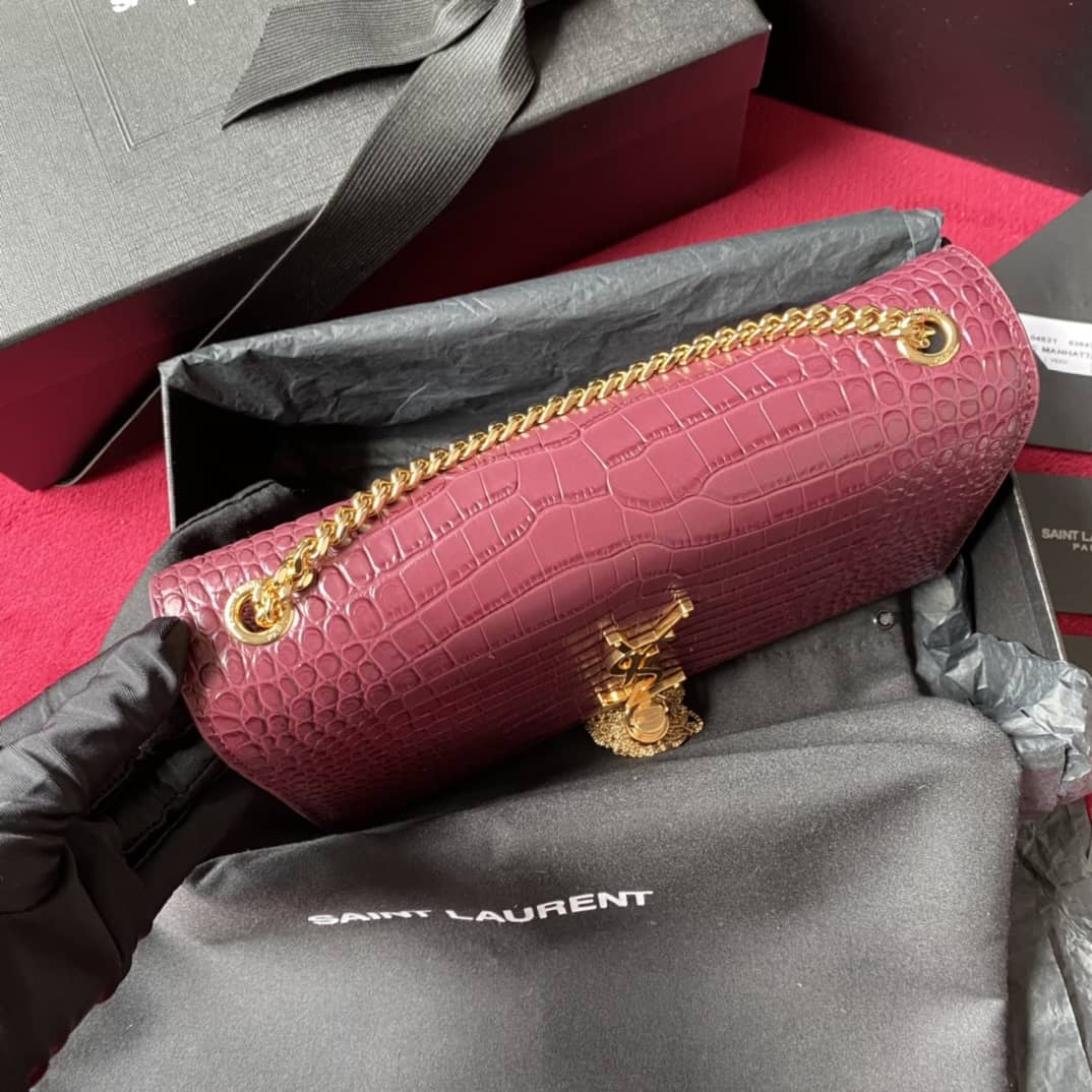 Y51 Monogram Kate Tassel Embossed Crocodile Shiny Leather Cohotbag