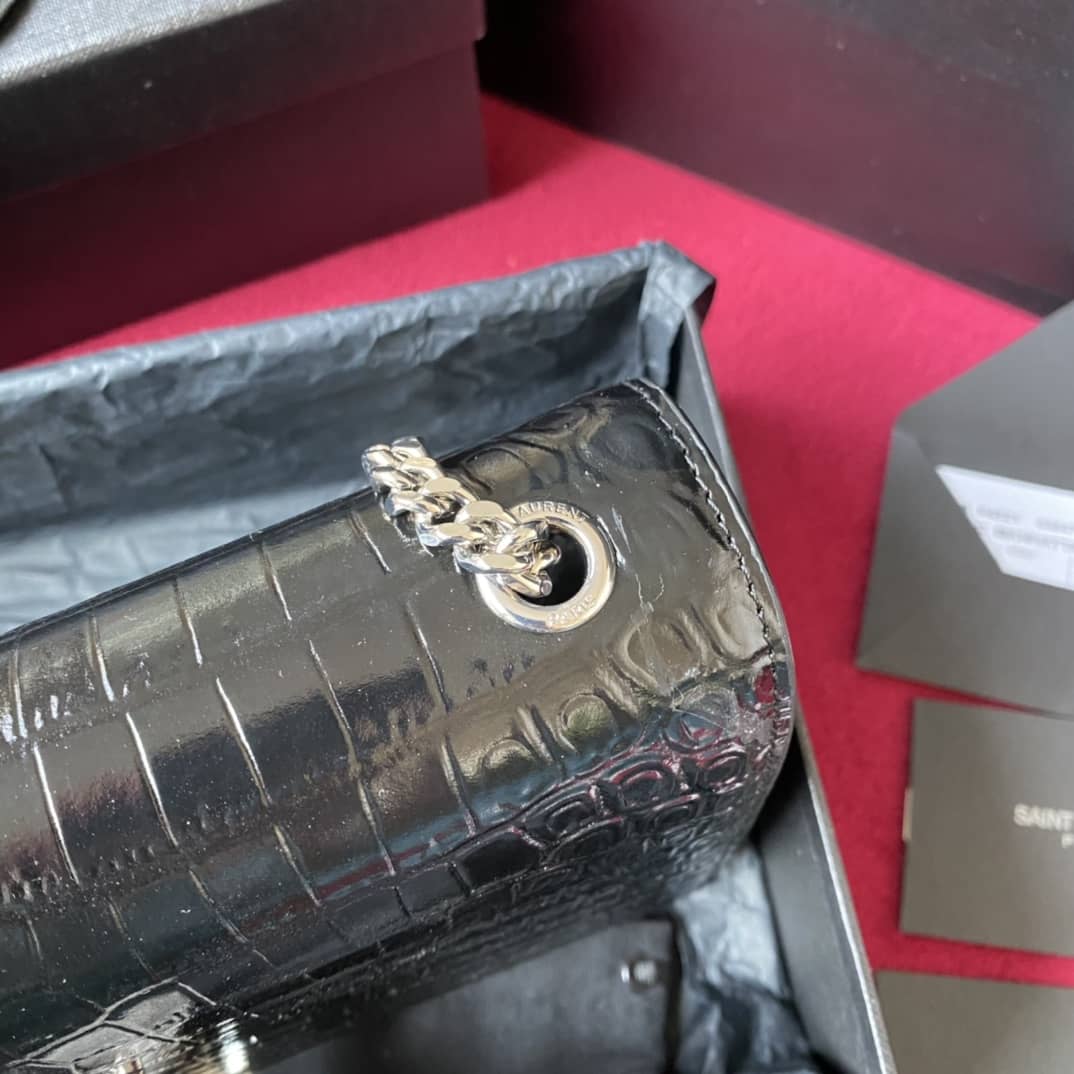 Y51 Monogram Kate Tassel Embossed Crocodile Shiny Leather Cohotbag