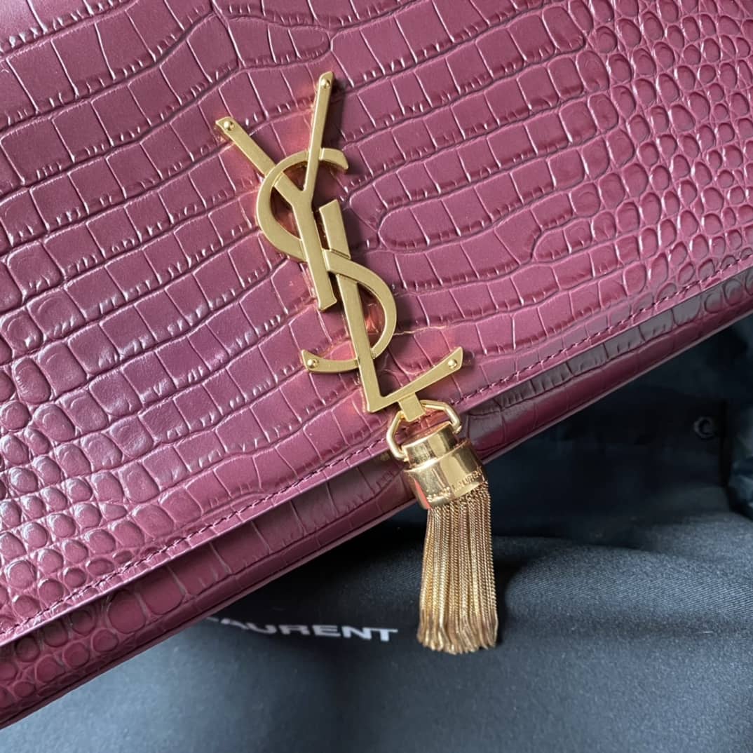 Y51 Monogram Kate Tassel Embossed Crocodile Shiny Leather Cohotbag