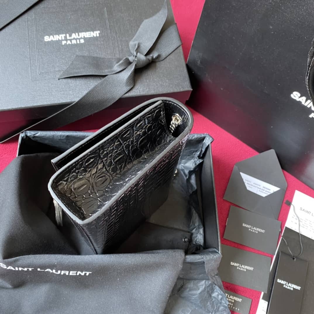 Y51 Monogram Kate Tassel Embossed Crocodile Shiny Leather Cohotbag