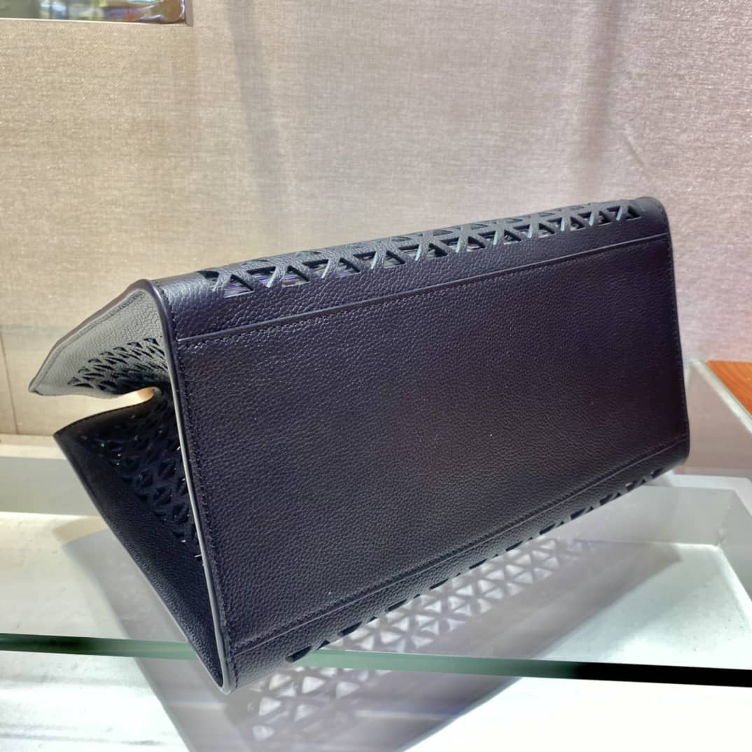 Pra*a Hollow Out Cowhide Leather Beech Tote