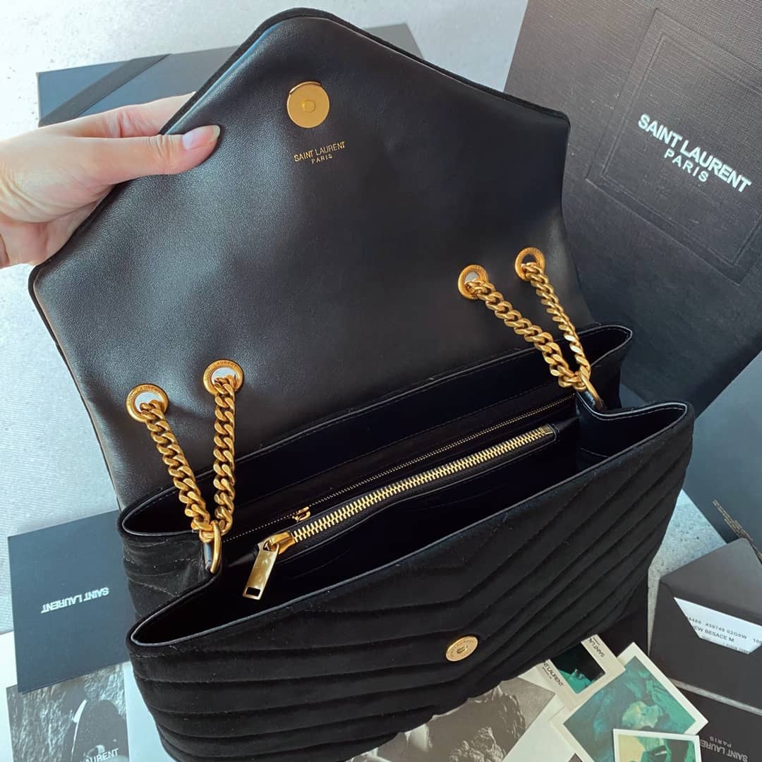 Sa1nt Lau*nt Bag Dupe Loulou Monogram Quilted Velvet Shoulder Bag