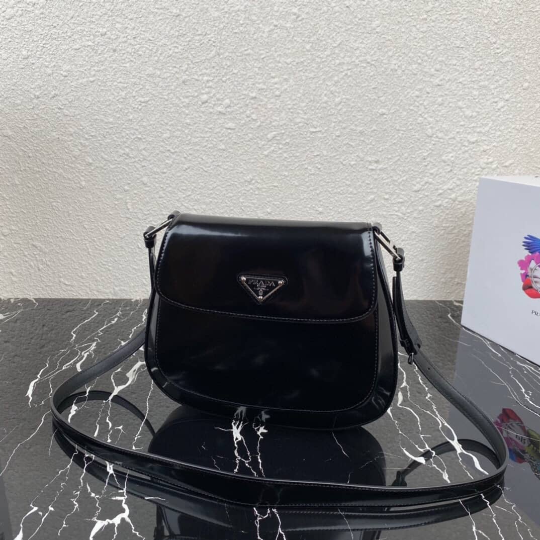 Replica Pra*as Cleo Brushed Leather Flap Shoulder Bag