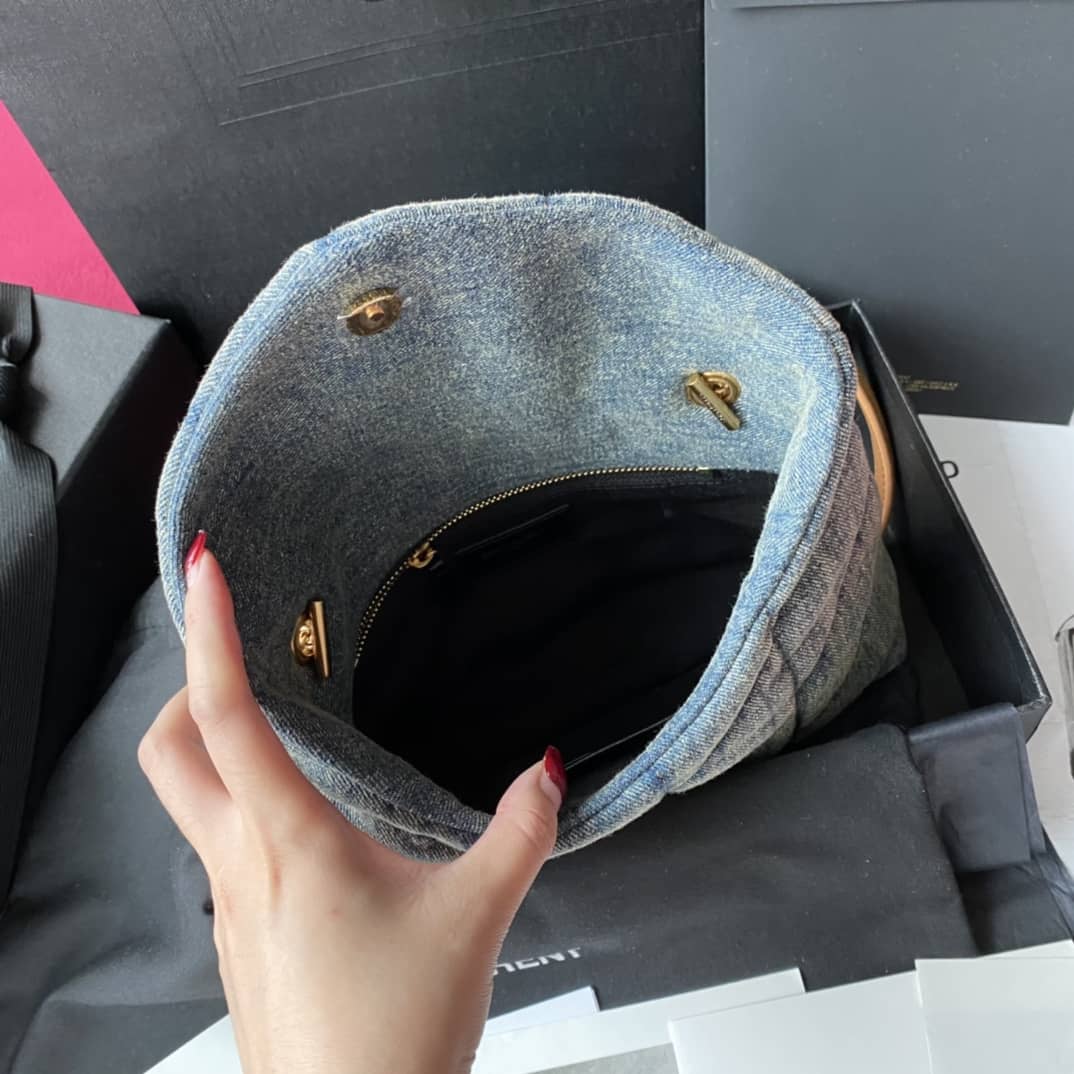 Sa1nt Lau*nt Loulou Denim Shoulder Bag