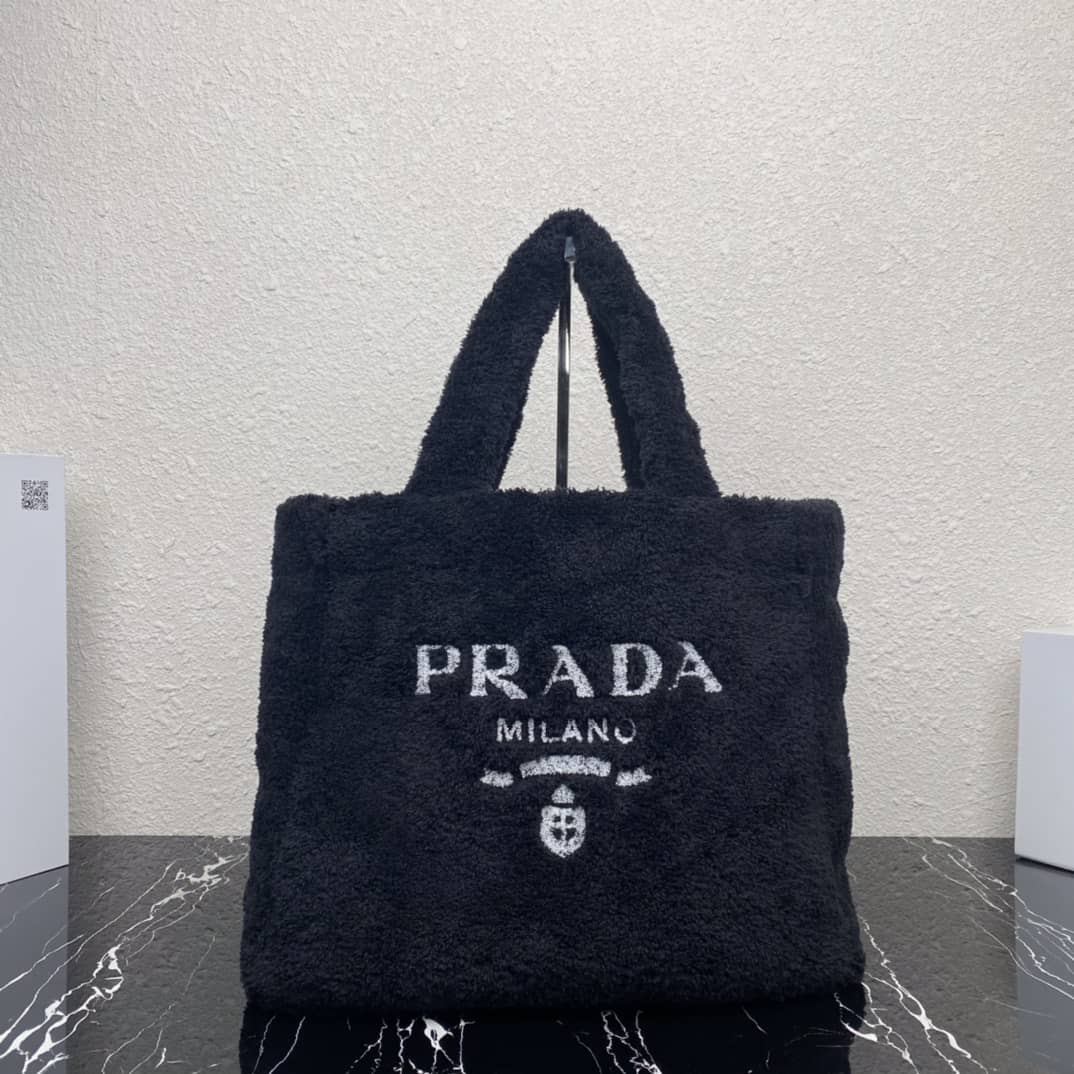 Pra*a Shearling Tote Shoulder Bag
