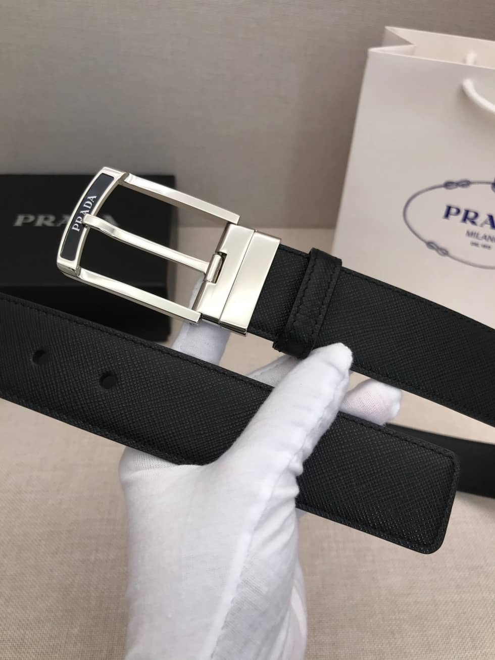 Knockoff Pra*a Logo Belt 35mm