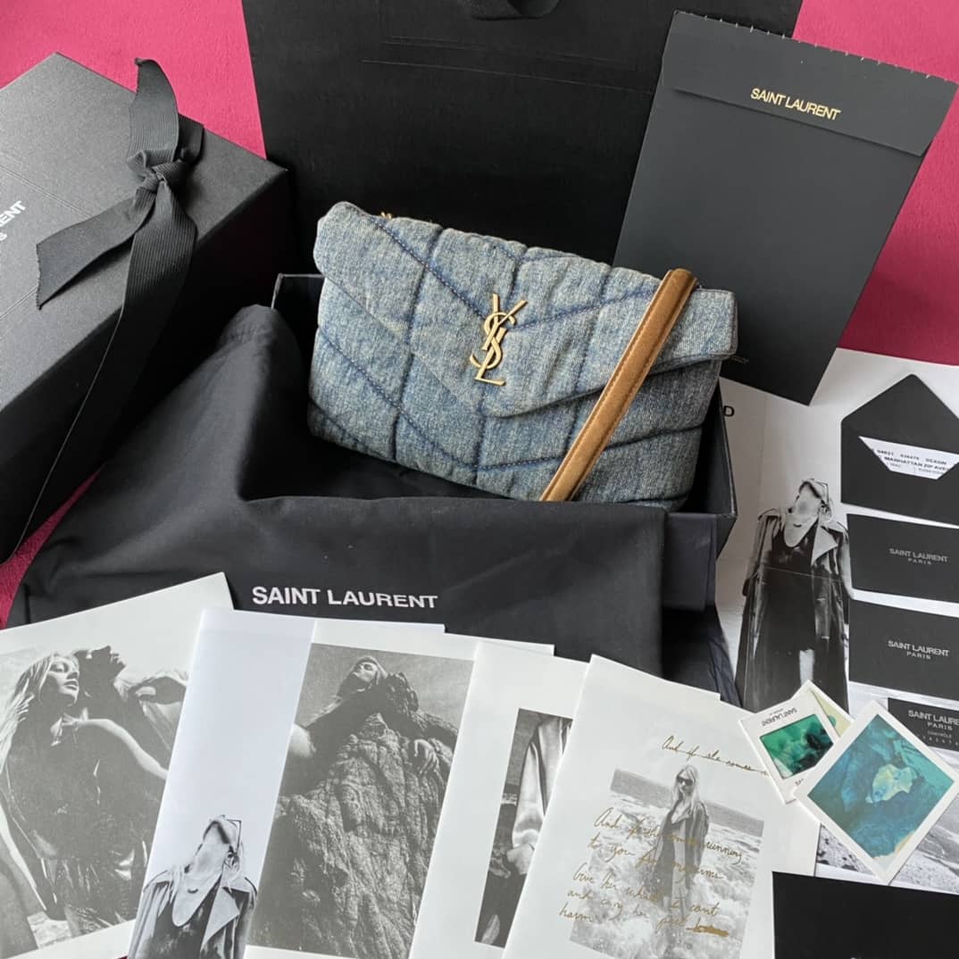 Sa1nt Lau*nt Loulou Denim Shoulder Bag