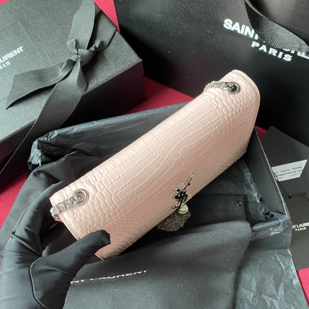 Y51 Monogram Kate Tassel Embossed Crocodile Shiny Leather Cohotbag