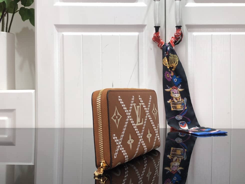 L0vis Vvtt0n Wallet Dupe Zippy Monogram Empreinte Leather Brown M81141