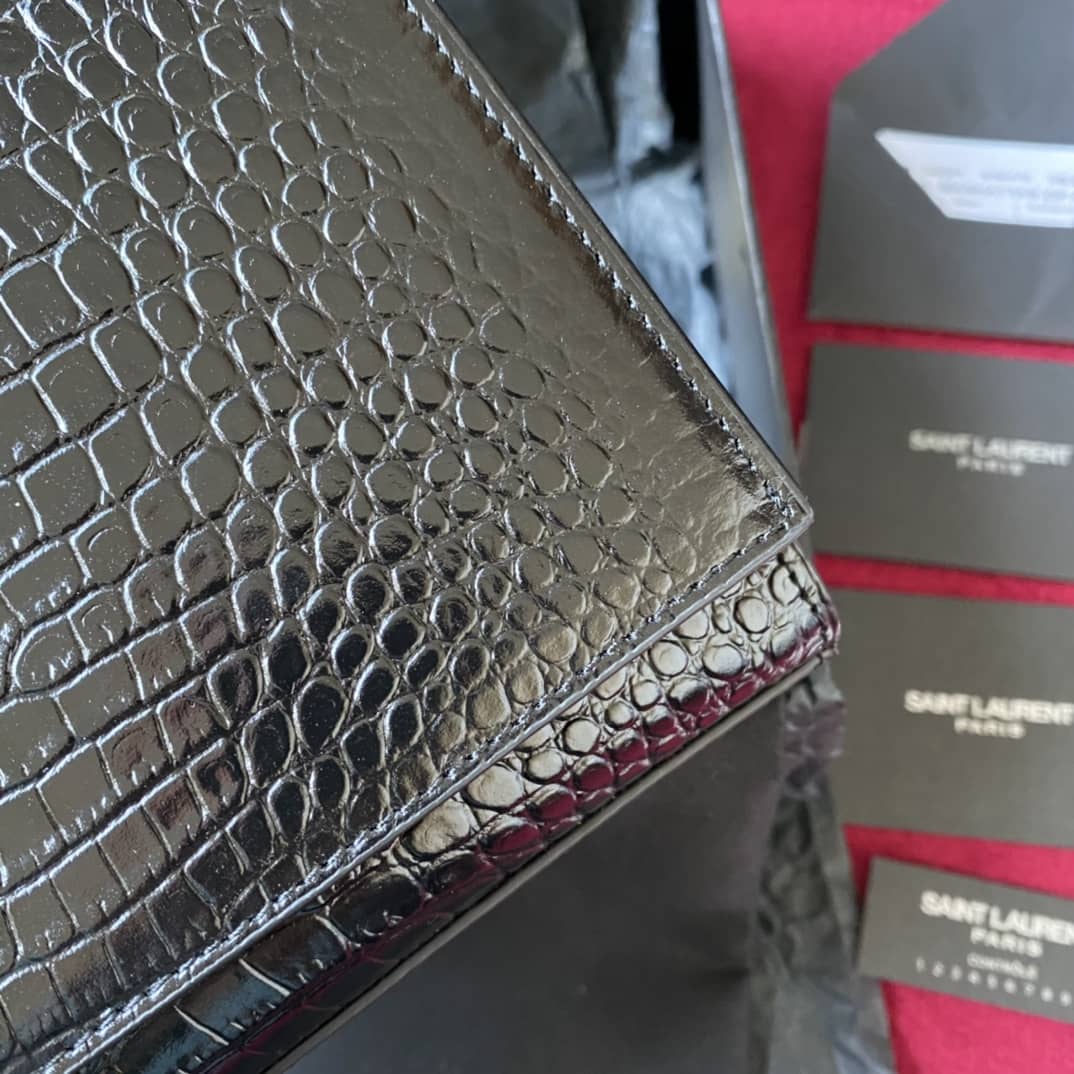 Y51 Monogram Kate Tassel Embossed Crocodile Shiny Leather Cohotbag