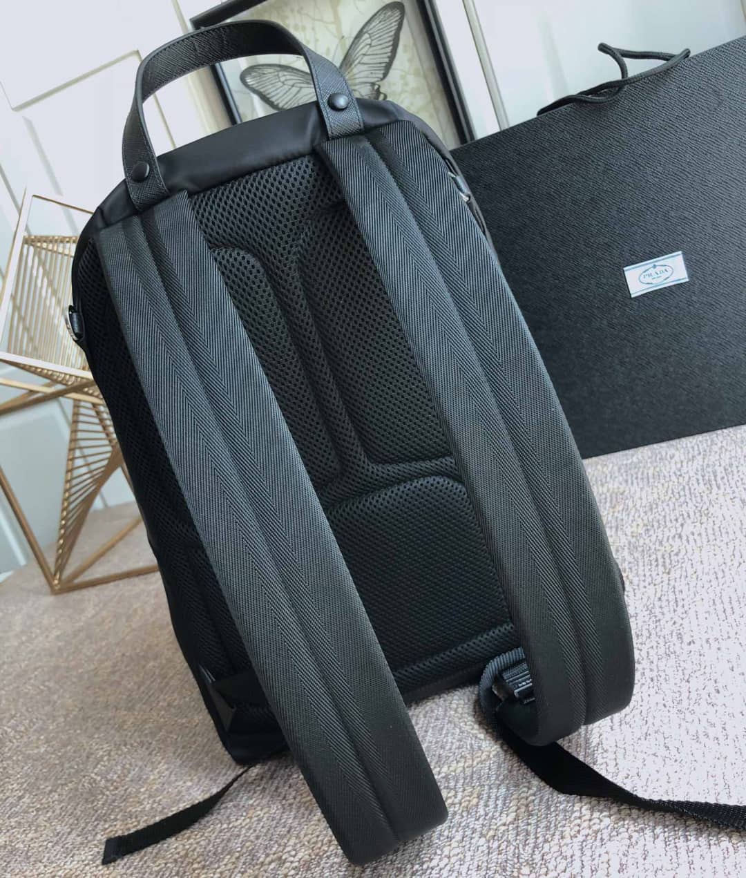 Pra*a Backpack Dupe Nylon Leather Replica