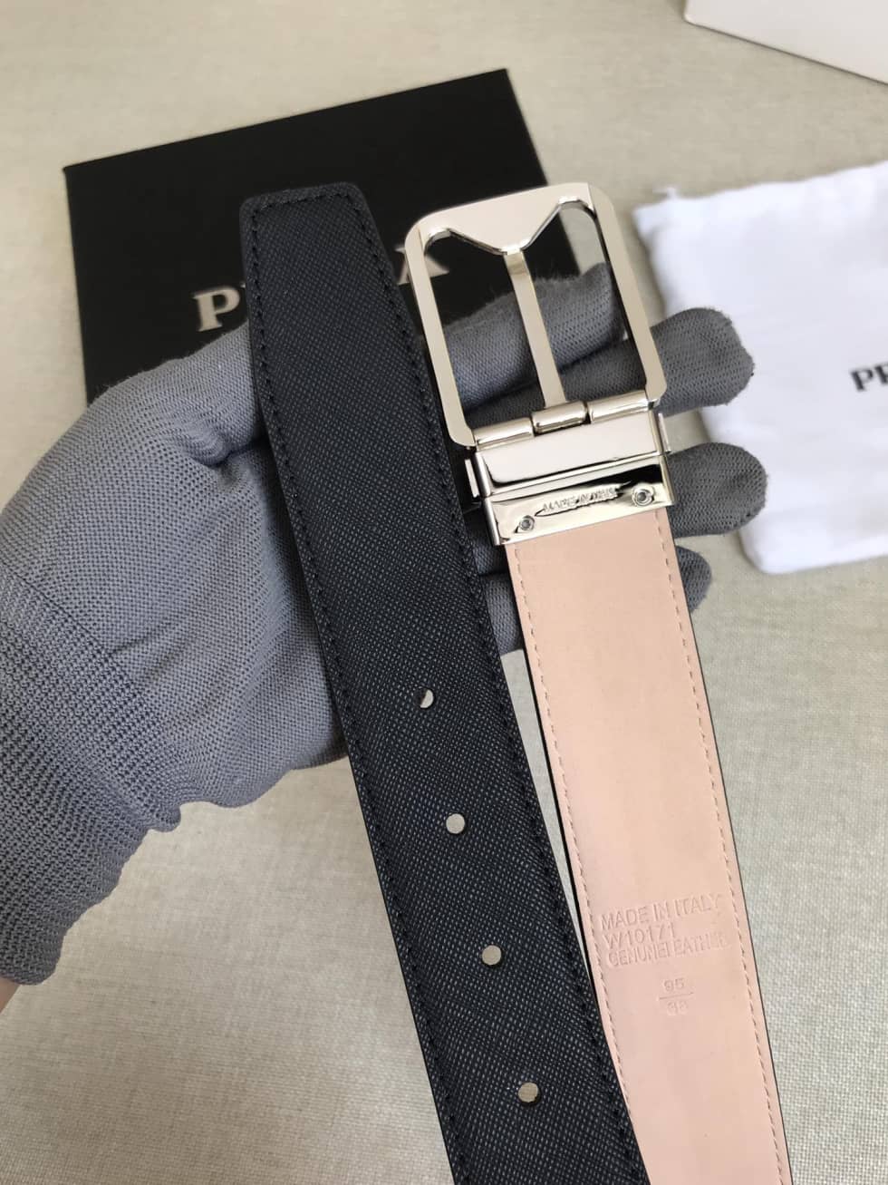 Fake Pra*a Logo Belt 35mm