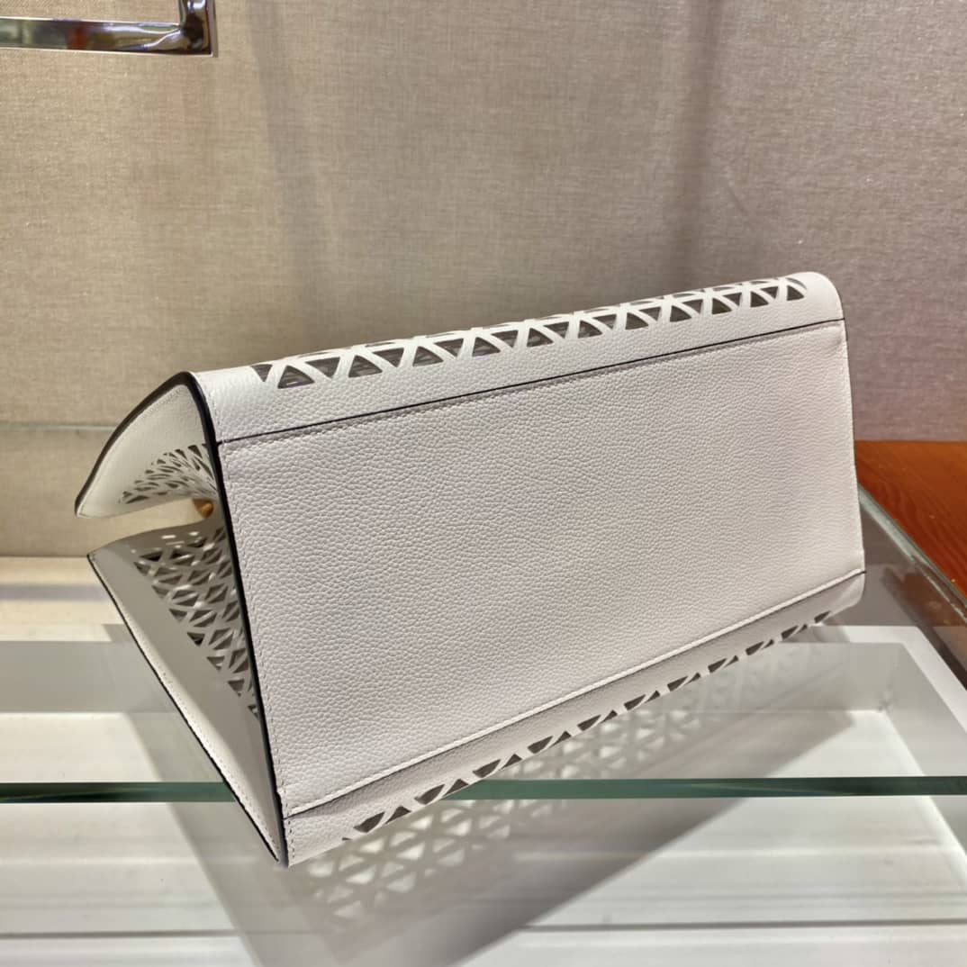 Pra*a Hollow Out Cowhide Leather Beech Tote