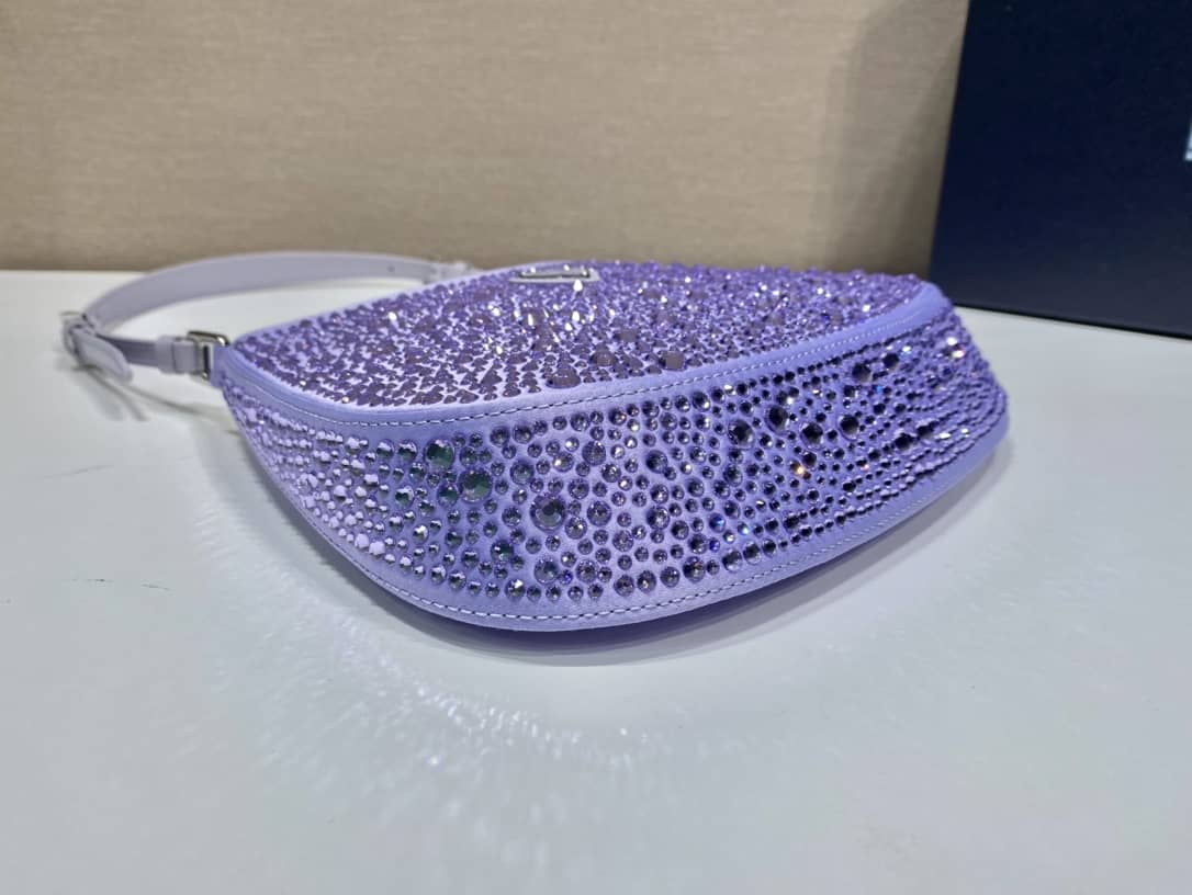 Pra*a Cleo Bag Dupe Satin Bag With Appliqusin In Wisteria