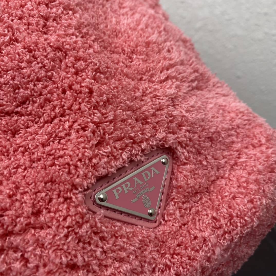 Pra*a Raffia Tote Dupe Shearling Tote Shoulder Bag