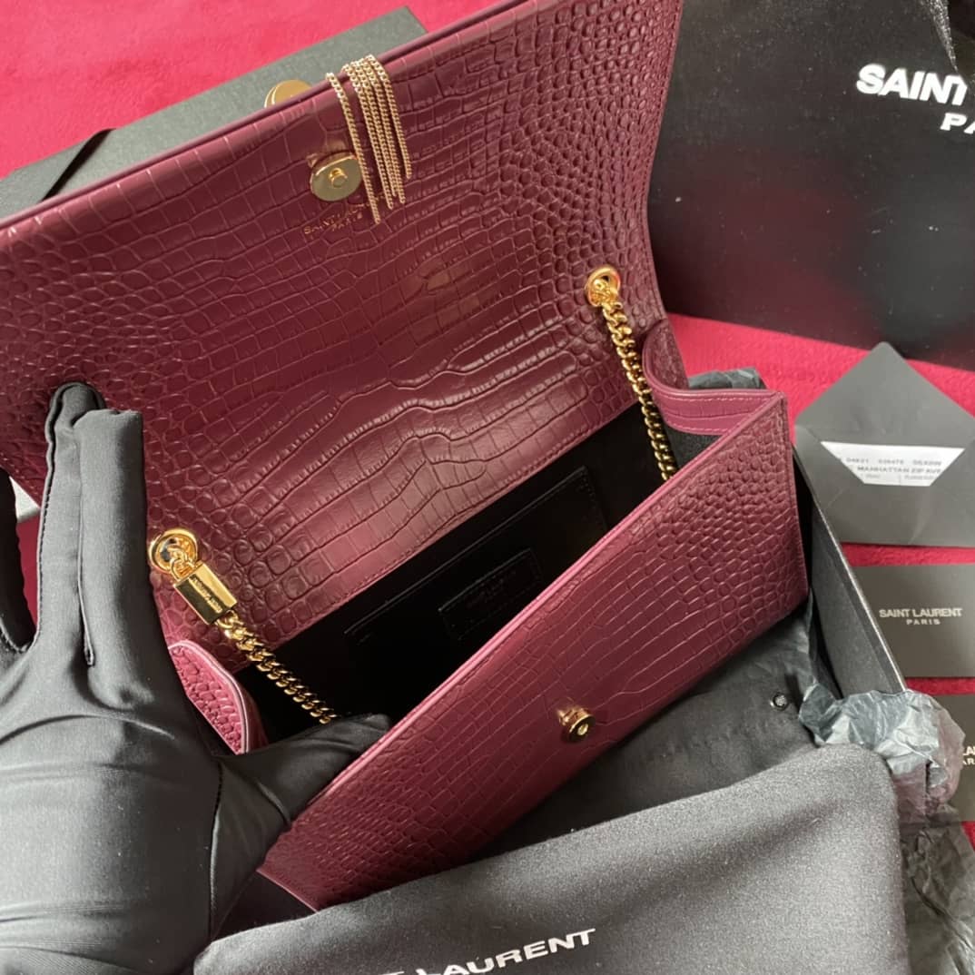 Y51 Monogram Kate Tassel Embossed Crocodile Shiny Leather Cohotbag