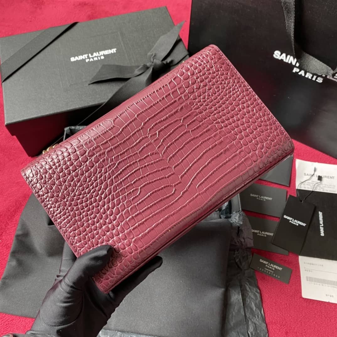 Y51 Monogram Kate Tassel Embossed Crocodile Shiny Leather Cohotbag