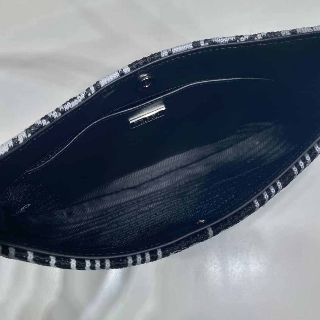 Pra*a Cleo Bag Dupe Jacquard Knit And Leather Replica Bag