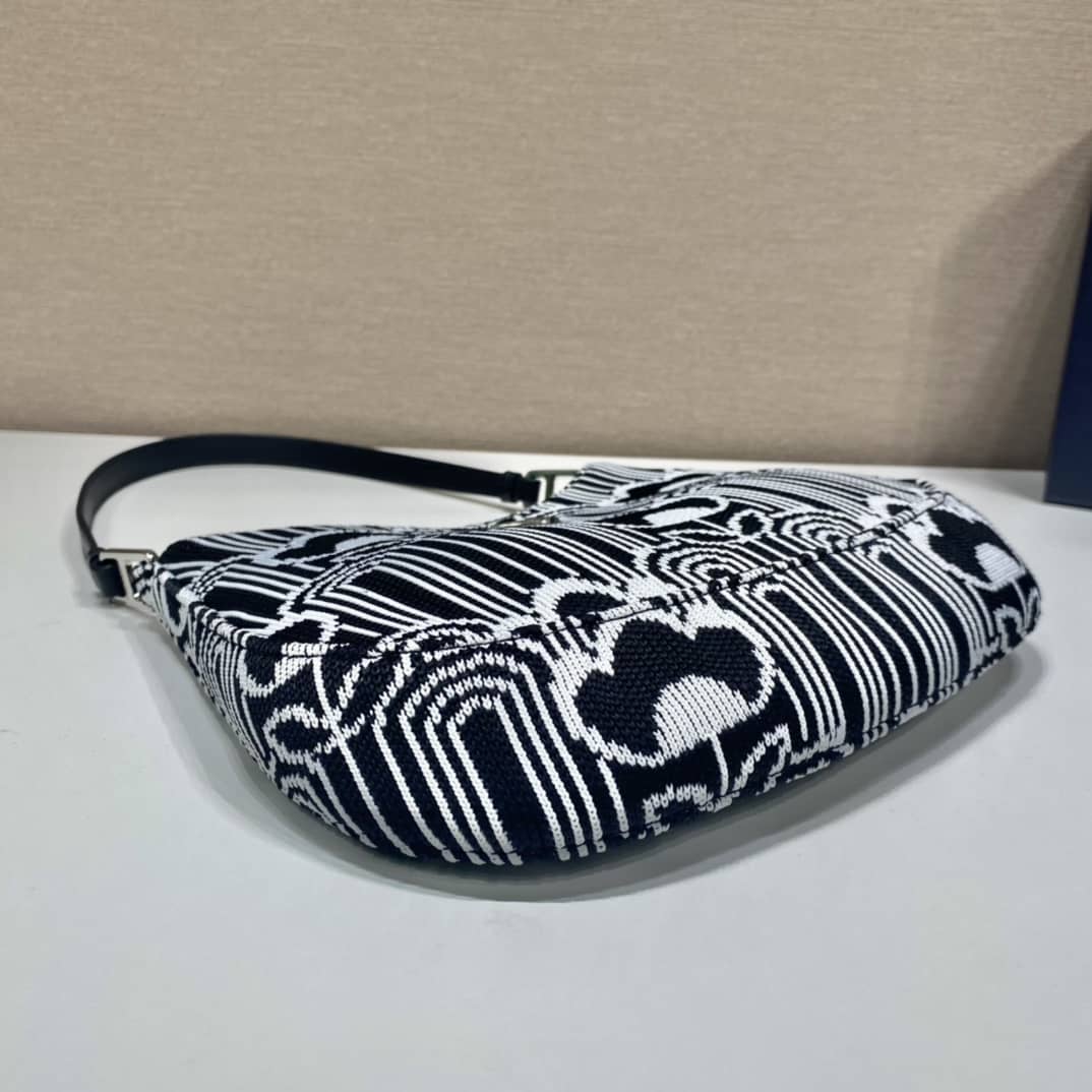 Pra*a Cleo Bag Dupe Jacquard Knit And Leather Replica Bag